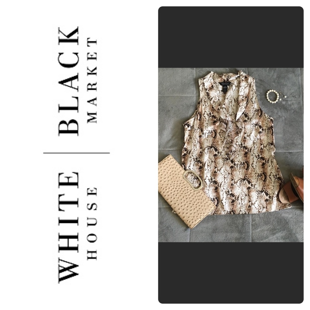 White House Black Market Snake Print Silk Blouse